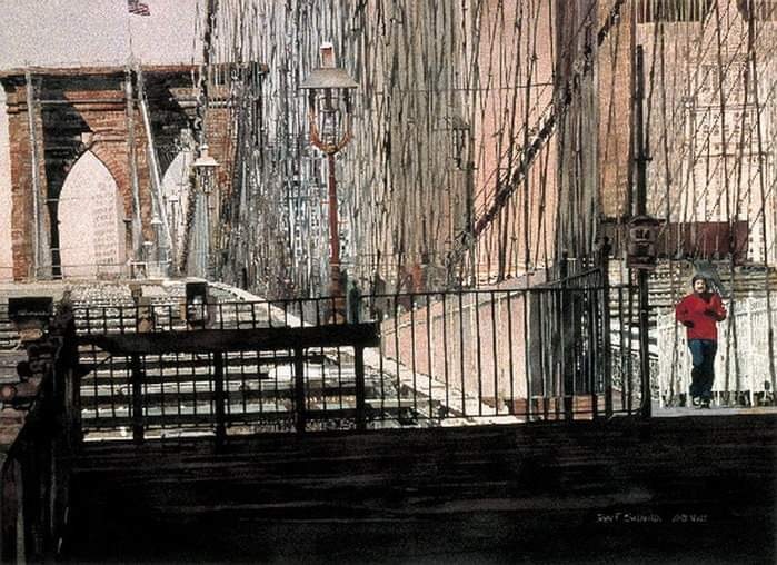 John Salminen&#44; Abstract Cityscape painter&#44; American&#44; b. 1945