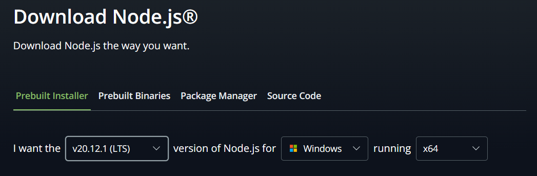 Node.js 다운로드 공식 홈페이지