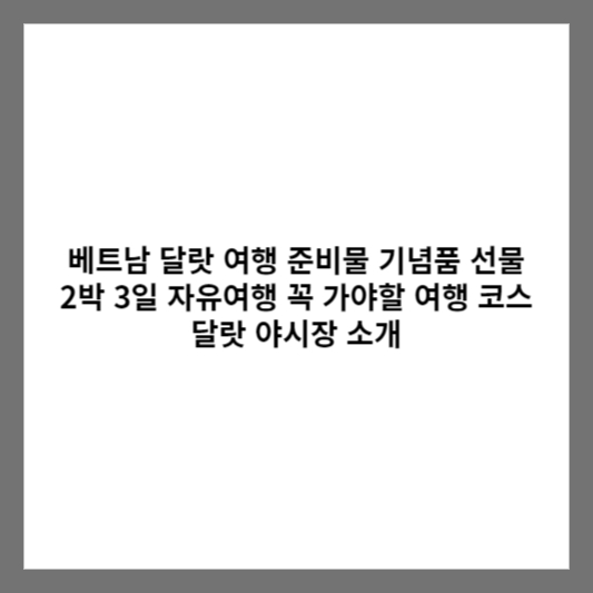 베트남 달랏 여행 준비물 기념품 선물 2박 3일 자유여행 꼭 가야할 여행 코스 / 달랏 야시장 소개