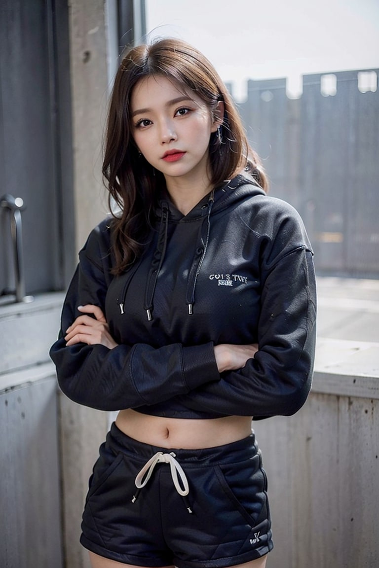  AI로 크롭 블랙 후디입은 여자 그리기 만들기 - 2