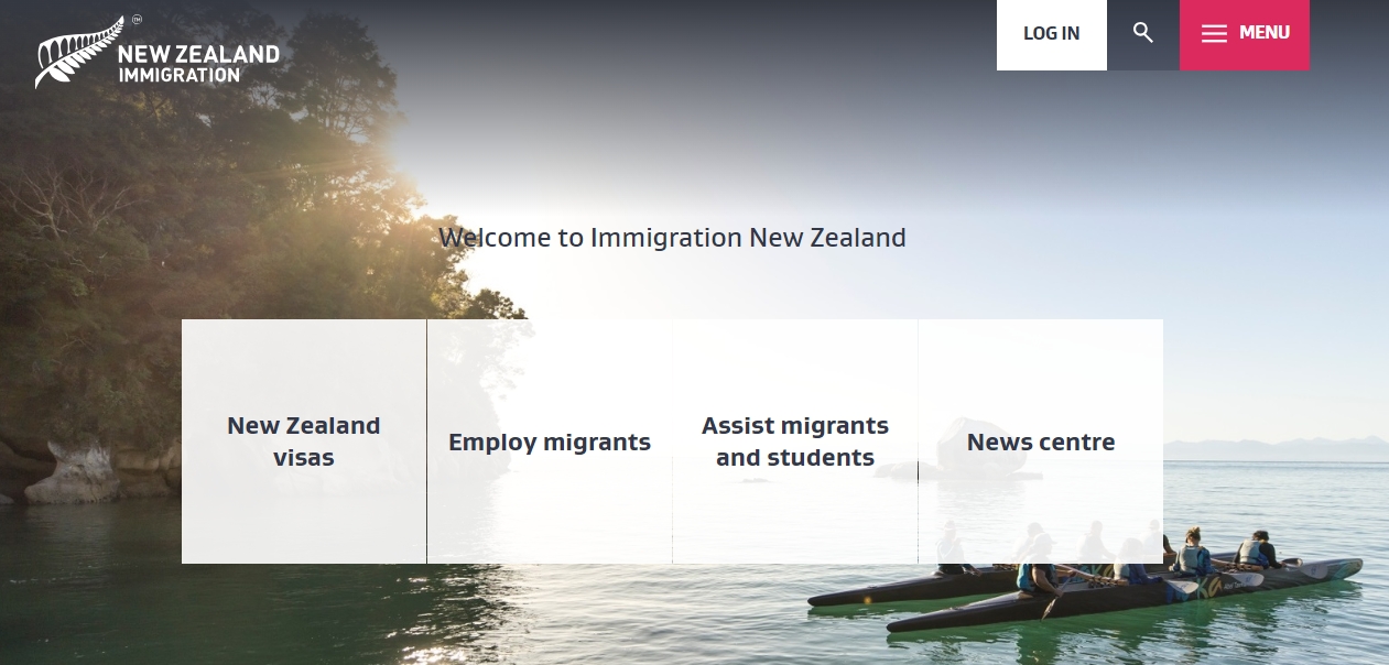 뉴질랜드 이민성 웹사이트 첫화면