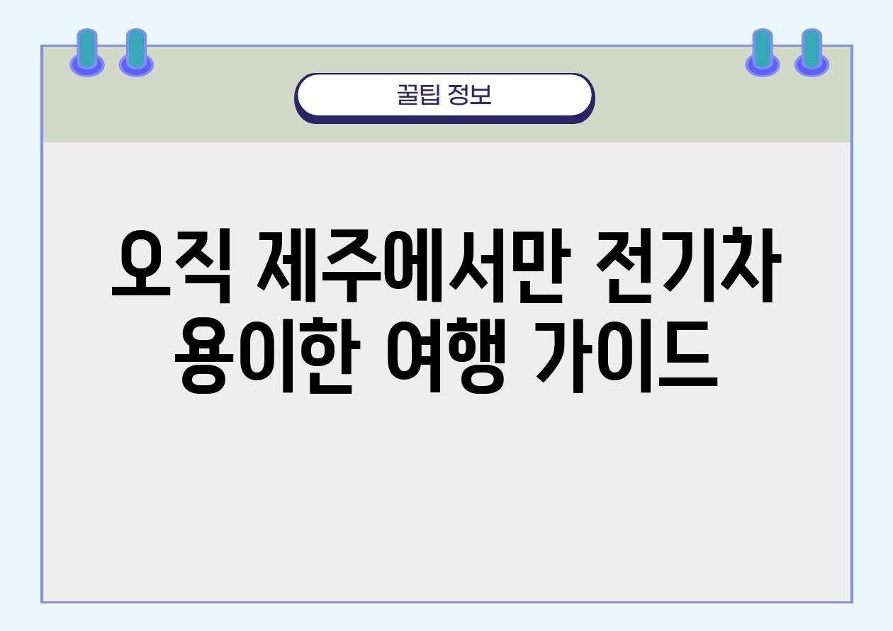 오직 제주에서만! 전기차 용이한 여행 가이드