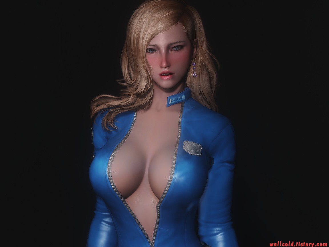 스카이림 의상 - 여자 경찰 의상 honoka officer suit skyrim mod 001