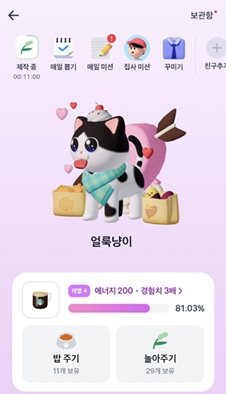 토스 고양이 키우고 간식받기