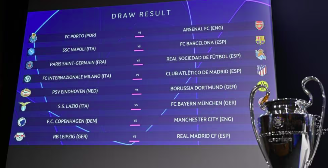 챔피언스리그 16강 조추첨 결과