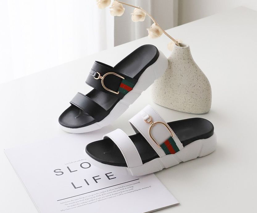 투밴딩 트리플 메탈장식 3cm 슬리퍼