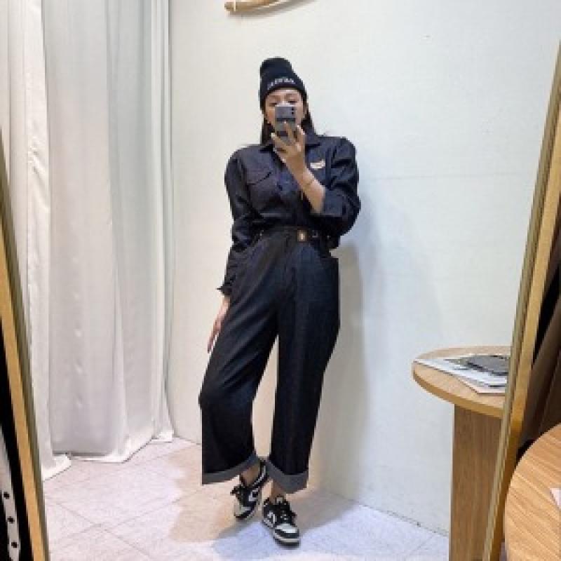 이엘이엘 스티치 생지 자켓 데님 투피스 세트