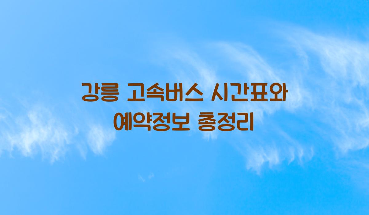 강릉 고속버스 시간표