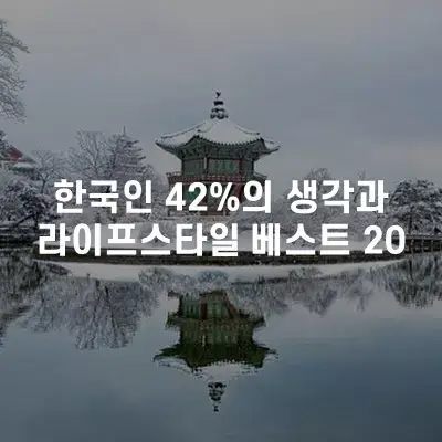 한국인 42%의 생각과 라이프 스타일 베스트 20