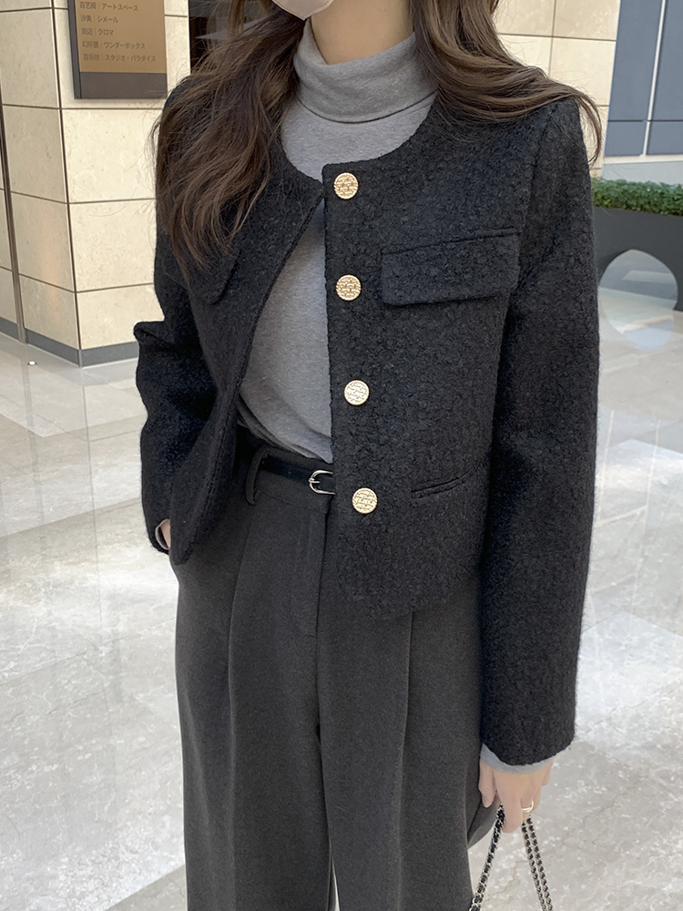 테리 부클 노카라 자켓