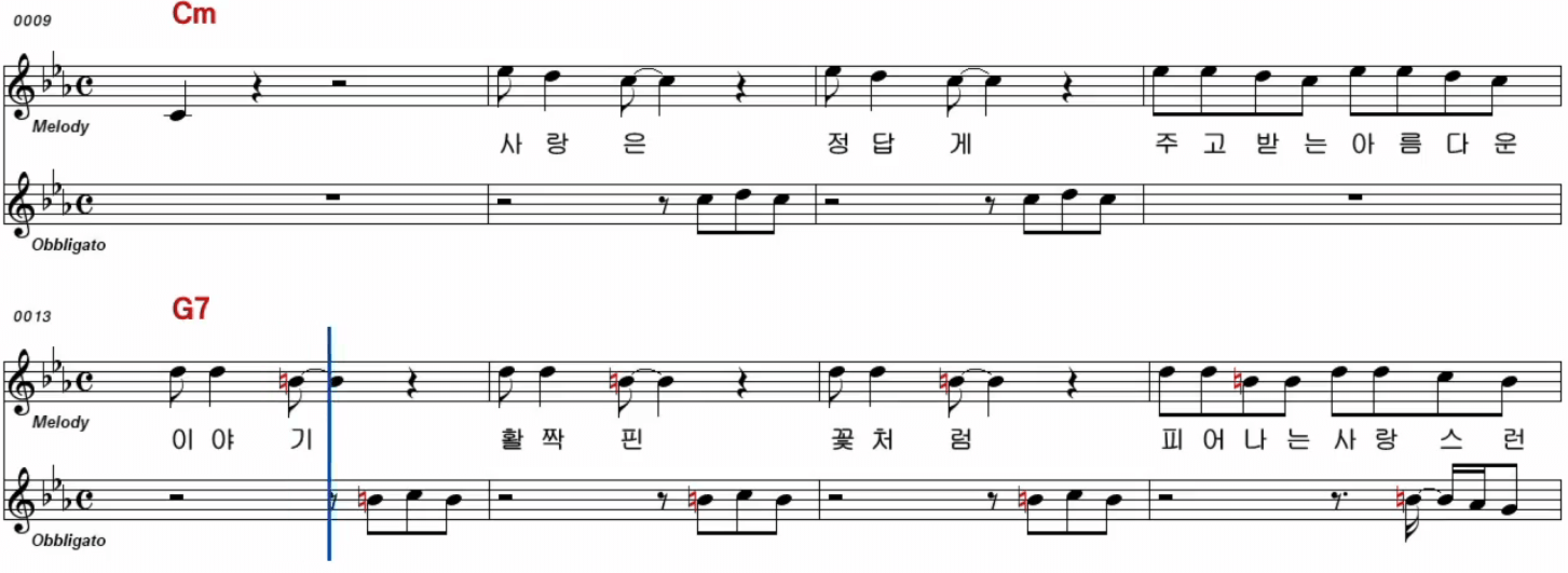 김동자(김씨네) 사랑의 이야기 악보