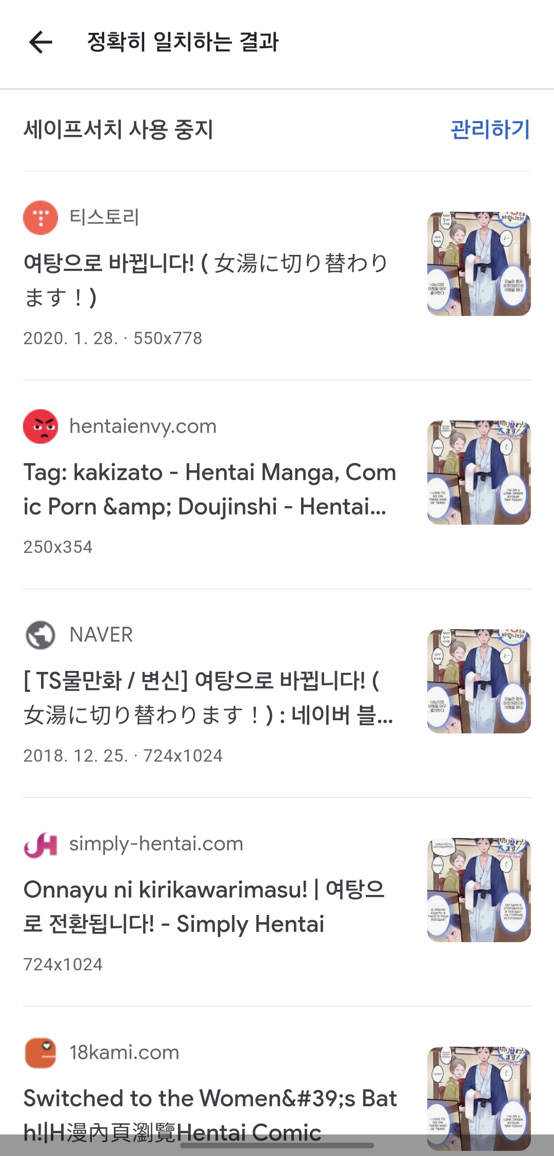 Google 렌즈 검색 결과 화면