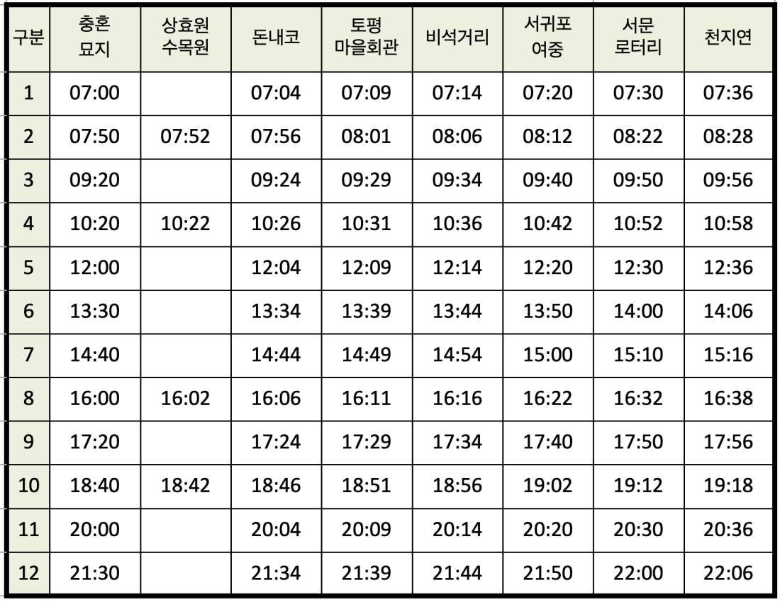 제주 611번 버스 시간표