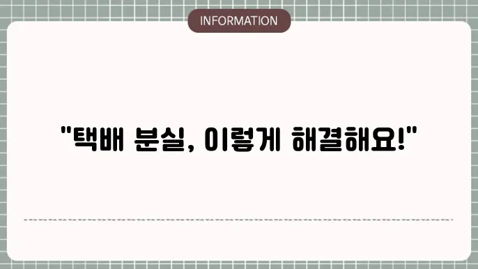 택배 분실 해결방법