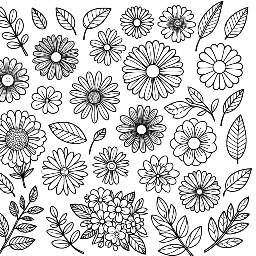 꽃 벽지 색칠공부 도안 flower wall coloring page