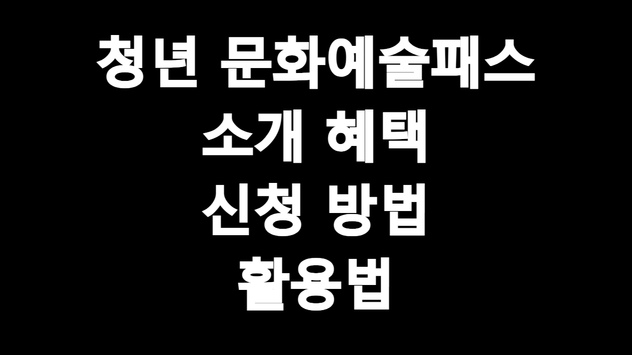  청년 문화예술패스 소개 혜택 신청 방법 활용법 정리