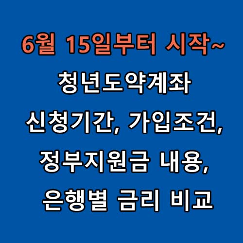  청년도약계좌 신청기간, 가입조건, 정부지원금 내용, 은행별 금리 비교