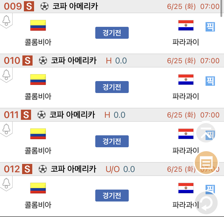 [진짜총판] 6월 25일 콜롬비아 VS 파라과이 축구분석