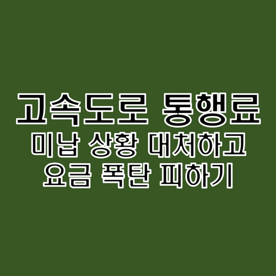  고속도로 통행료 미납 상황 발생 시 요금 폭탄 방지하고 납부하는 방법