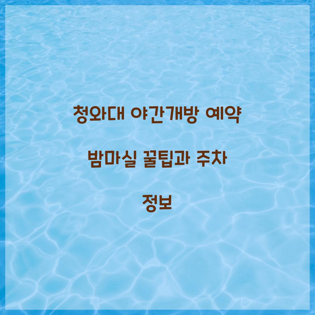 청와대 야간개방 예약 밤마실