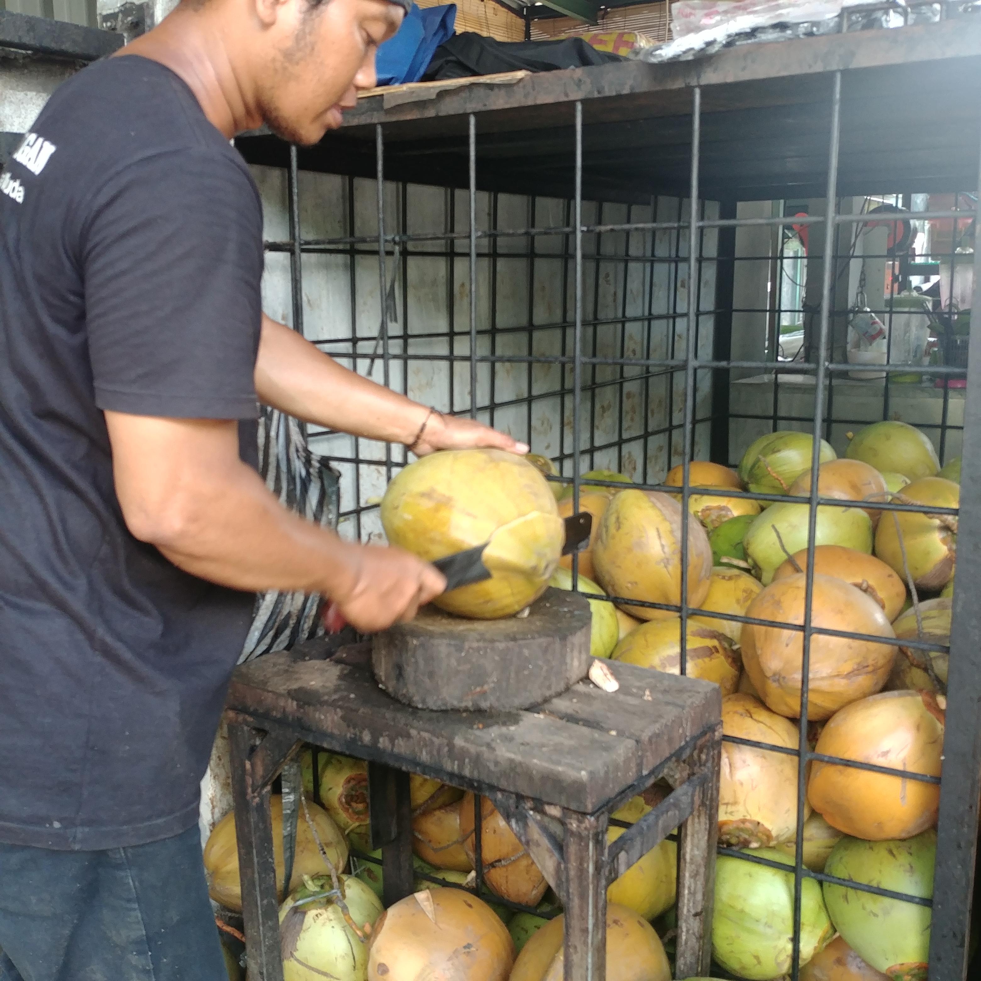 인도네시아 발리 길거리 코코넛 사먹기 Coconut