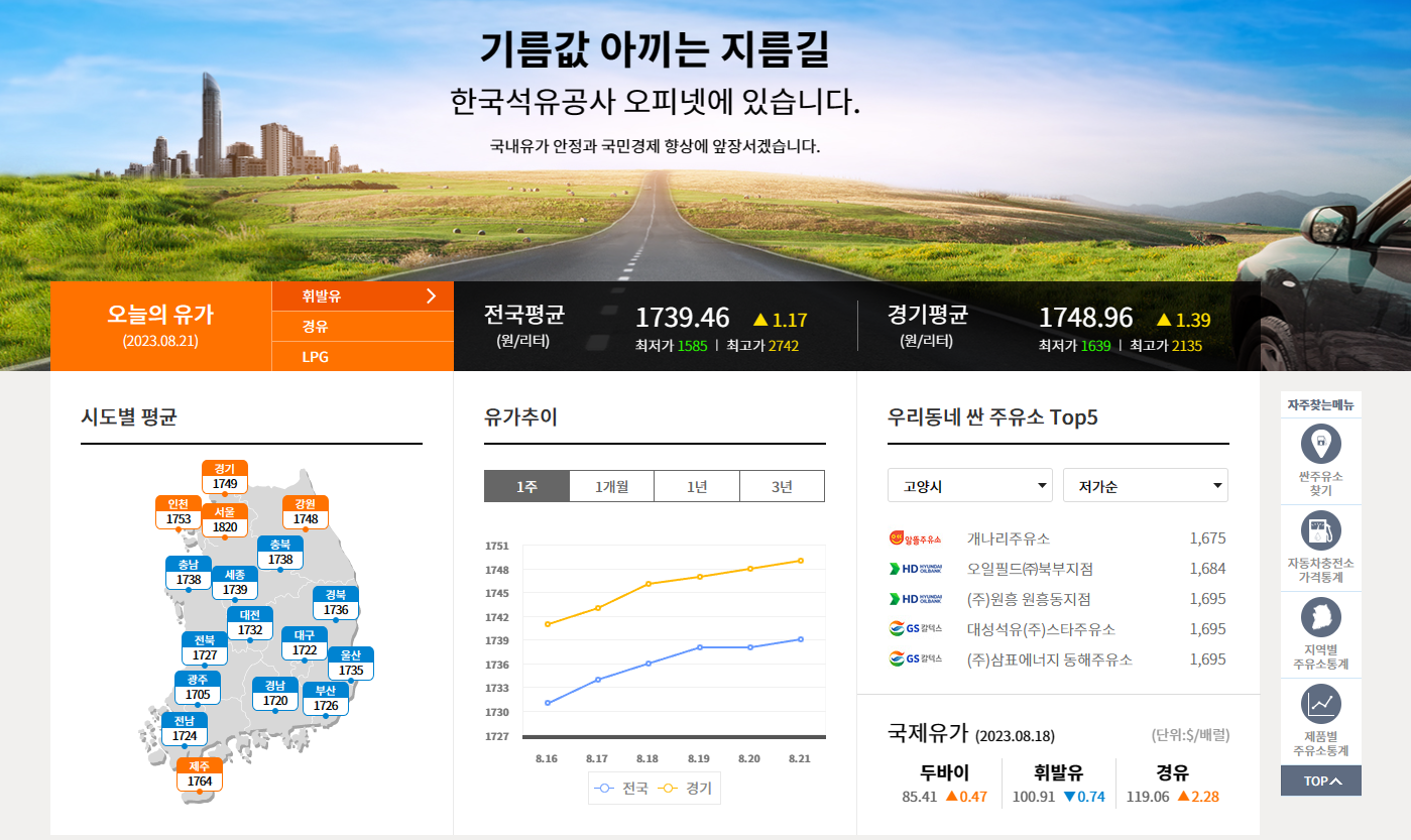 최저가 주유소 찾기 (+전국)