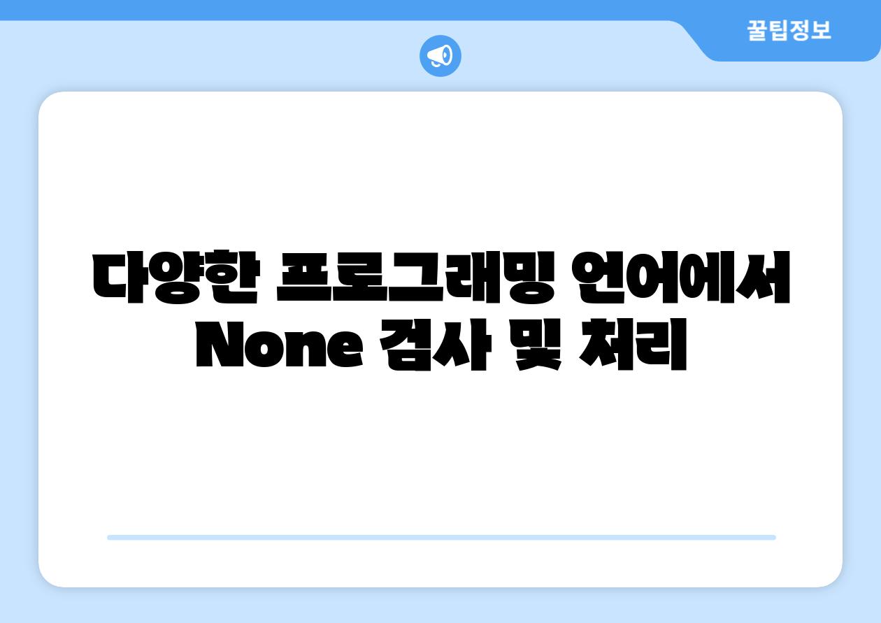 다양한 프로그래밍 언어에서 None 검사 및 처리