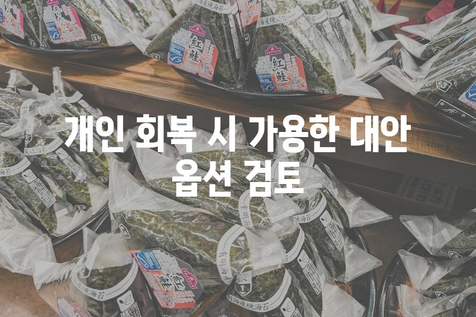 개인 회복 시 가용한 대안 옵션 검토