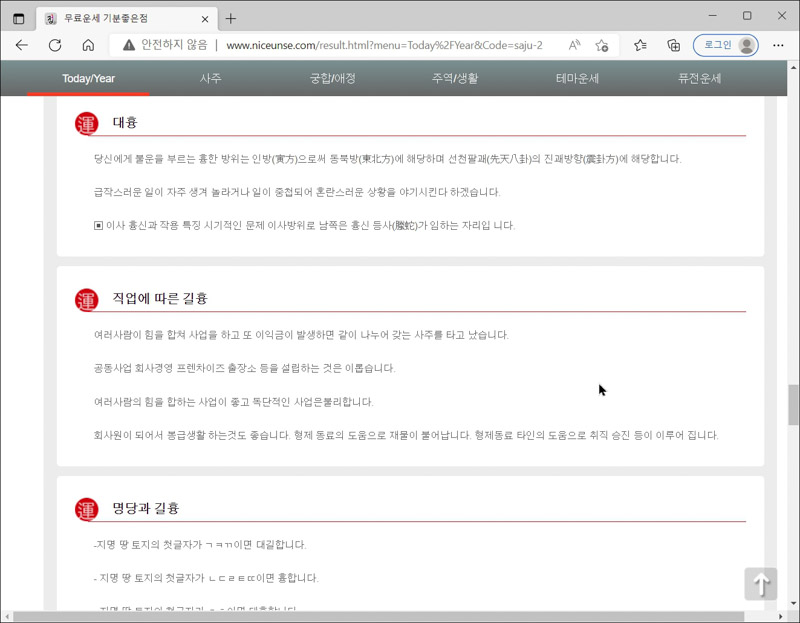 신년운세-사이트-사주풀이결과