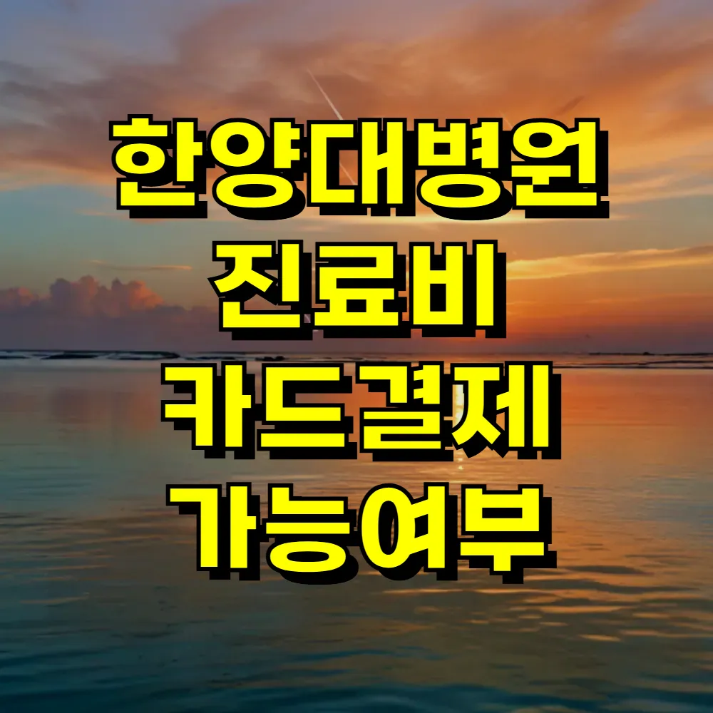 한양대병원 진료비 카드결제 가능여부
