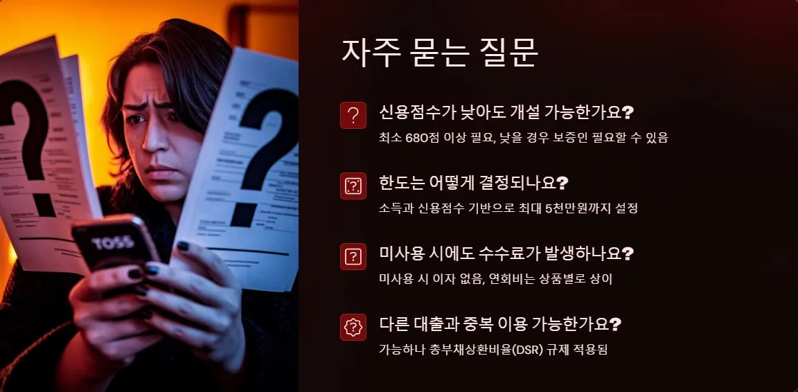토스 마이너스 통장 자주 묻는 질문