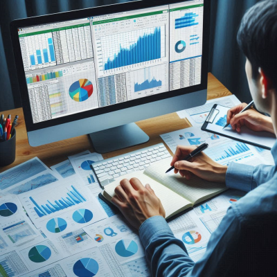 복잡한 데이터와 차트를 분석하는 전문가들