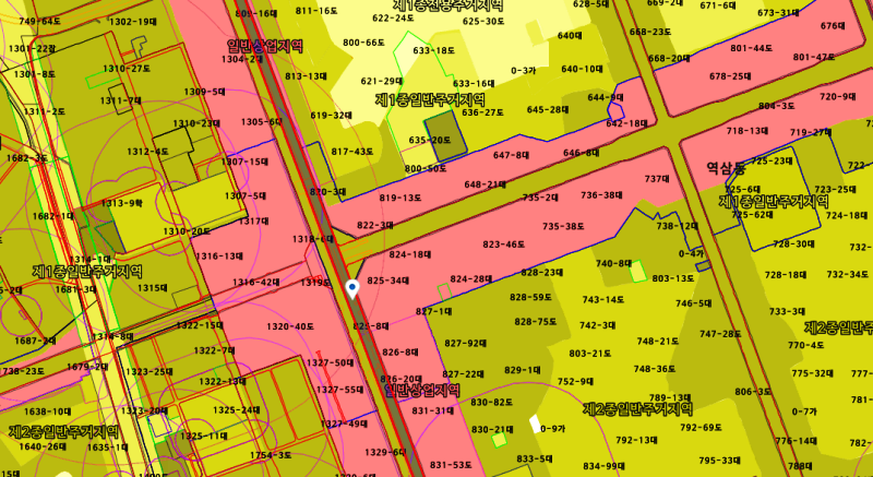 강남역-사거리를-기준으로-조회한-토지이용계획