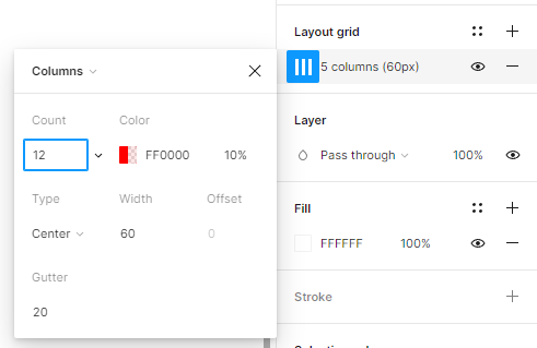 layout grid columns menu