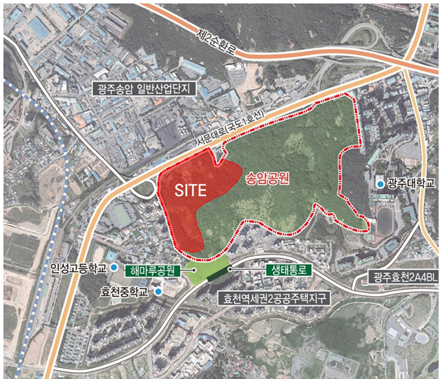  송암공원 특례사업 추진 현황, 위치, 세대수 등
