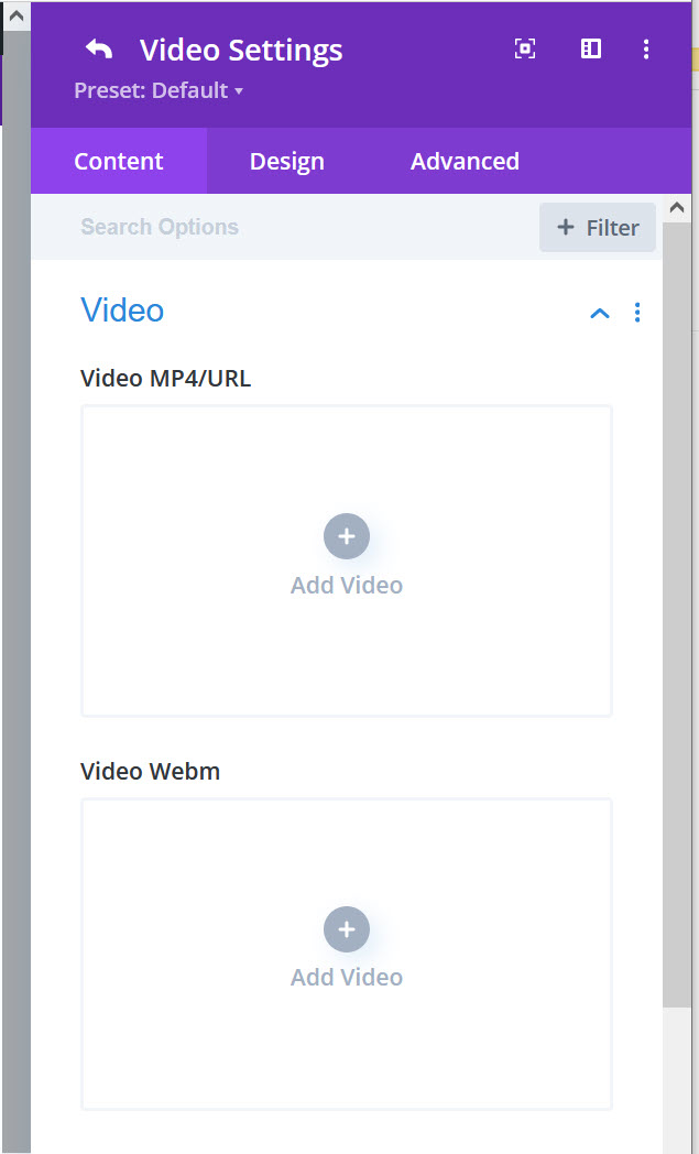 워드프레스 Divi 테마의 동영상 슬라이더 - 동영상 업로드 또는 지정하기