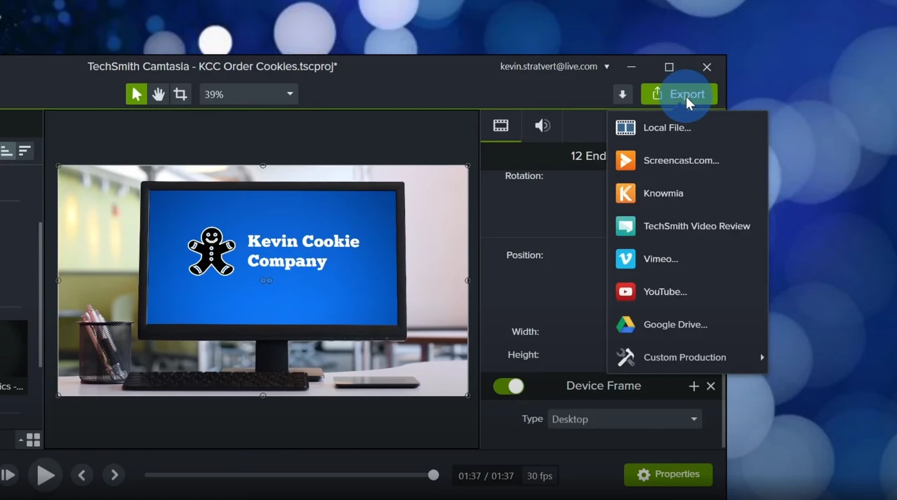 camtasia export video