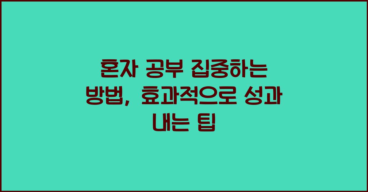 혼자 공부 집중하는 방법