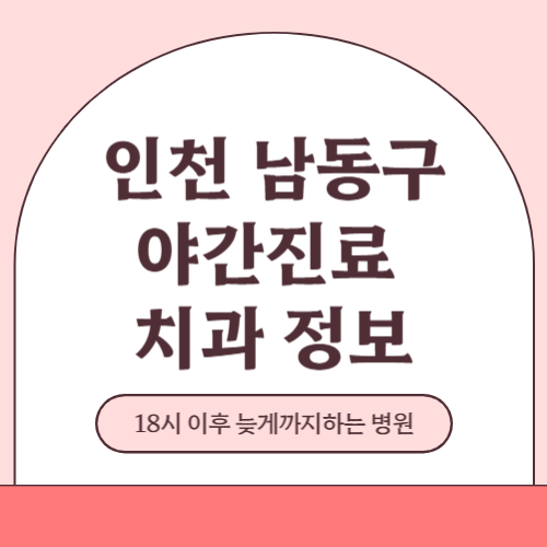 인천 남동구 야간진료 치과 병원 (18시 이후 늦게까지하는 병원)