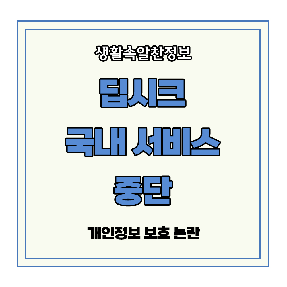 딥시크 국내 서비스 중단 개인정보 보호 논란 데이터 백업