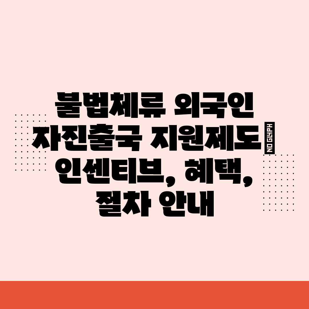 불법체류 외국인 자진출국 지원제도 인센티브, 혜택, 절