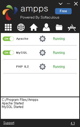 AMPPS Control Panel