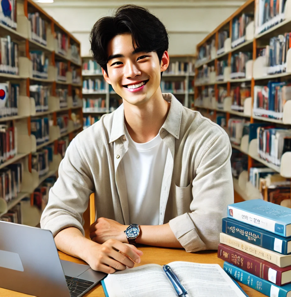 대학생의 웃는 이미지