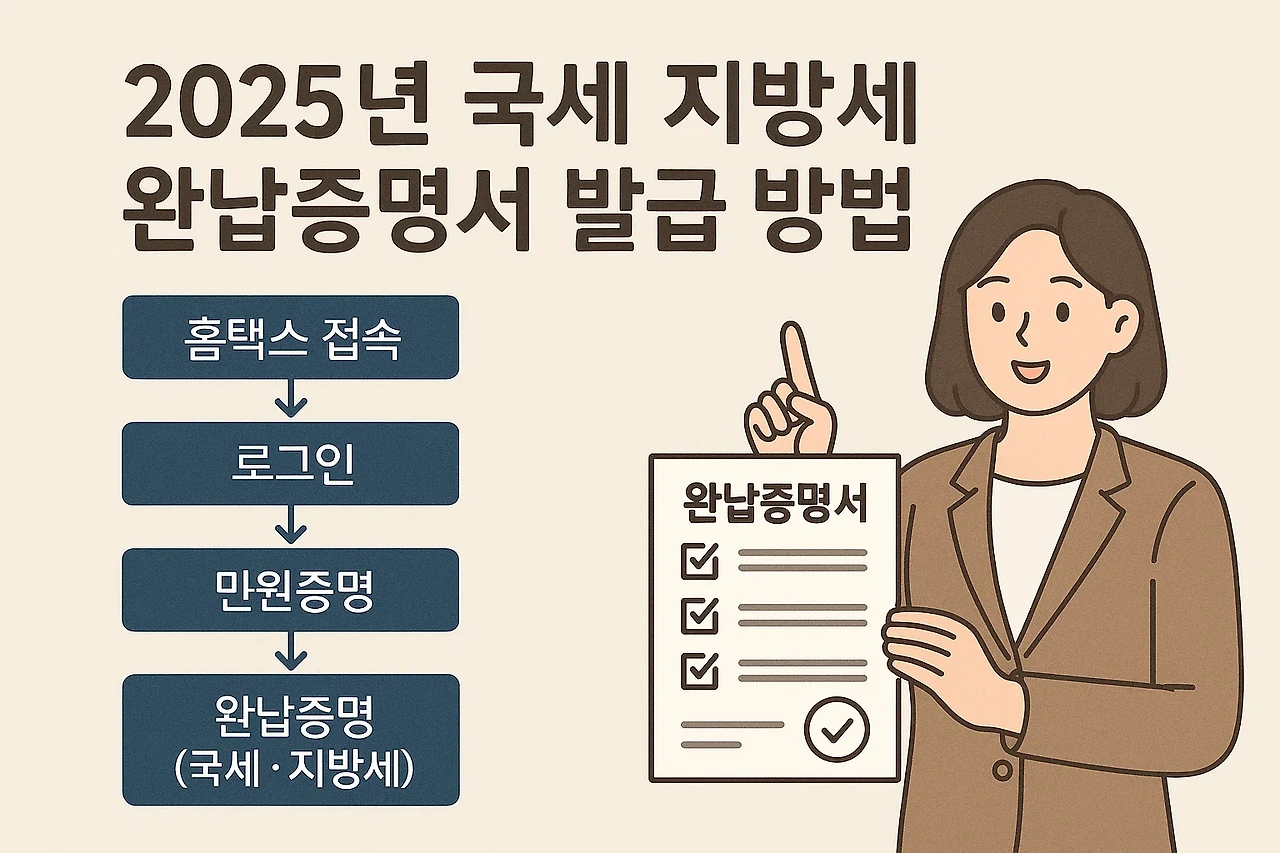 2025년 국세 지방세 완납증명서 발급 방법 총정리 안내 이미지