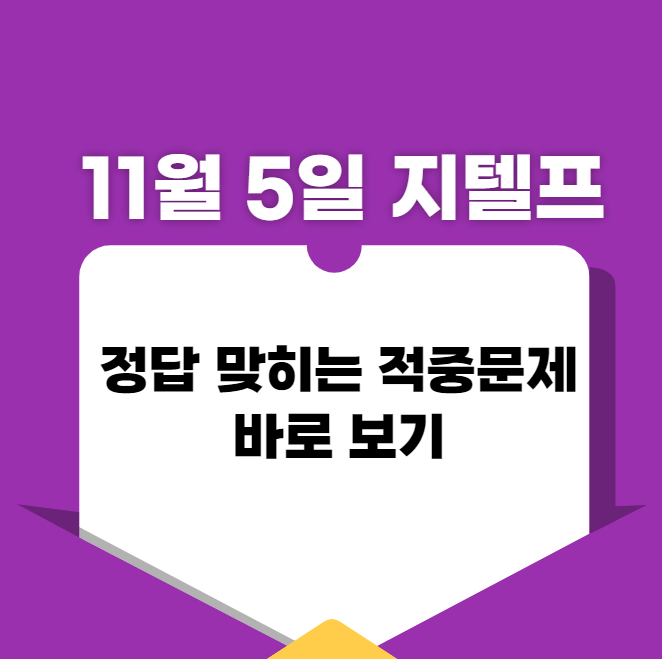  11월 5일 지텔프 적중문제 바로보기!