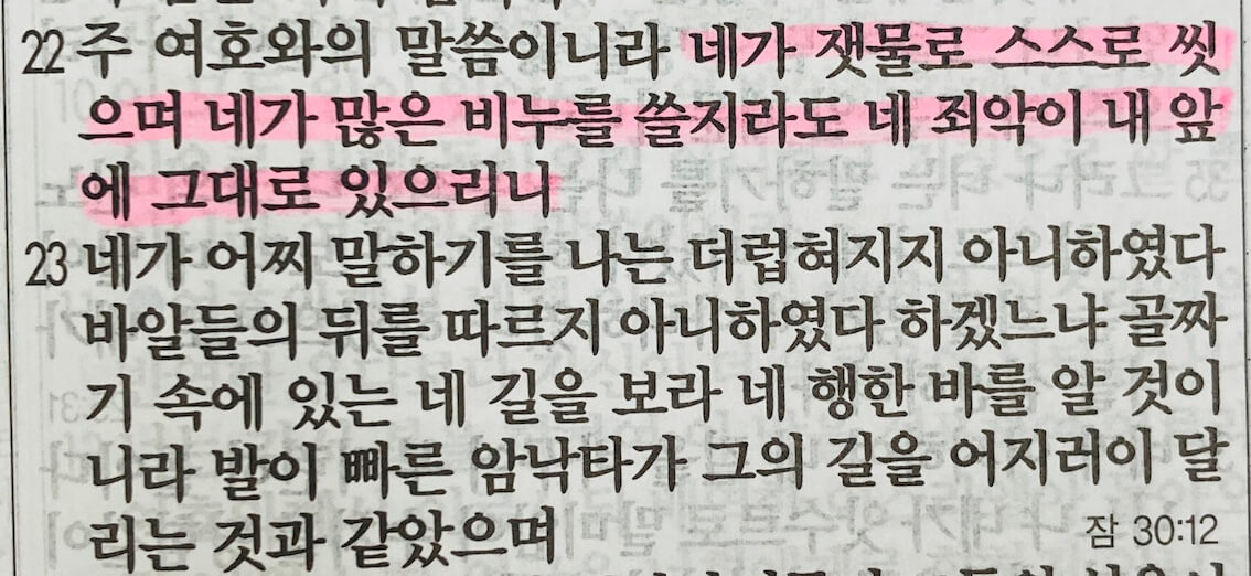 예레미야 2장 중간부&#44; 죄에 빠진 인간의 모습을 적나라하게 묘사함