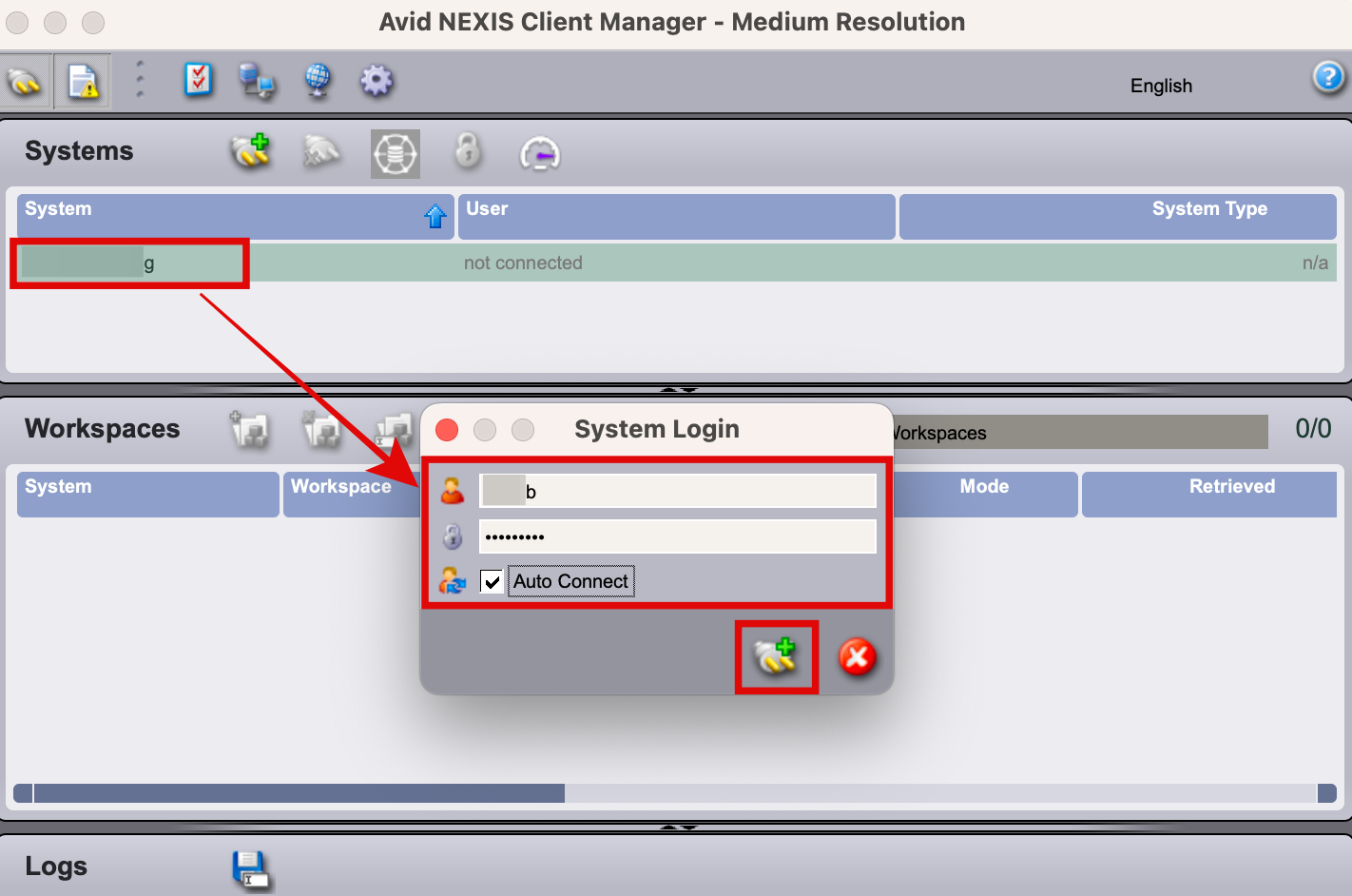 Avid NEXIS Client 서버 접속