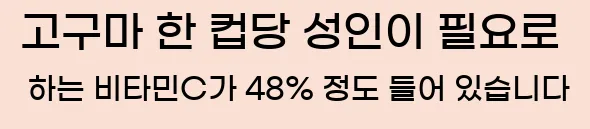  고구마 한 컵당 성인이 필요로 하는 비타민C가 48% 정도 들어 있습니다