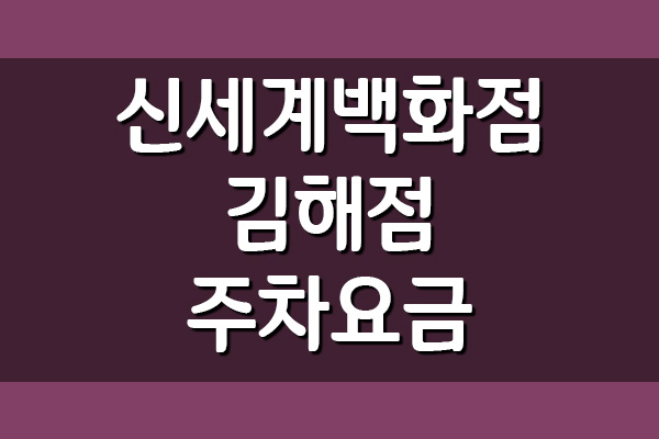  신세계백화점 김해점 주차요금 주차비
