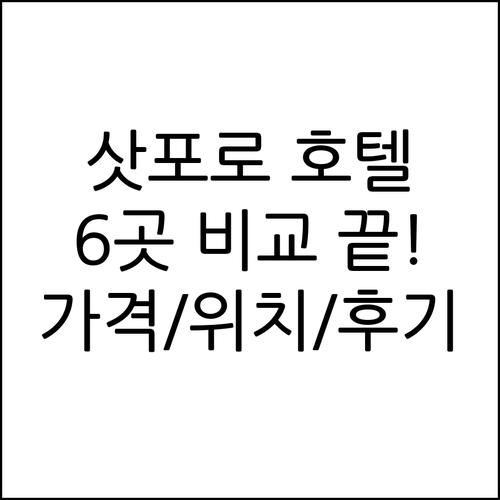 삿포로 여행 호텔 고민 끝! 6곳 비교 가격 위치 후기 총정리 삿포로 여행 호텔 고민 끝! 6곳 비